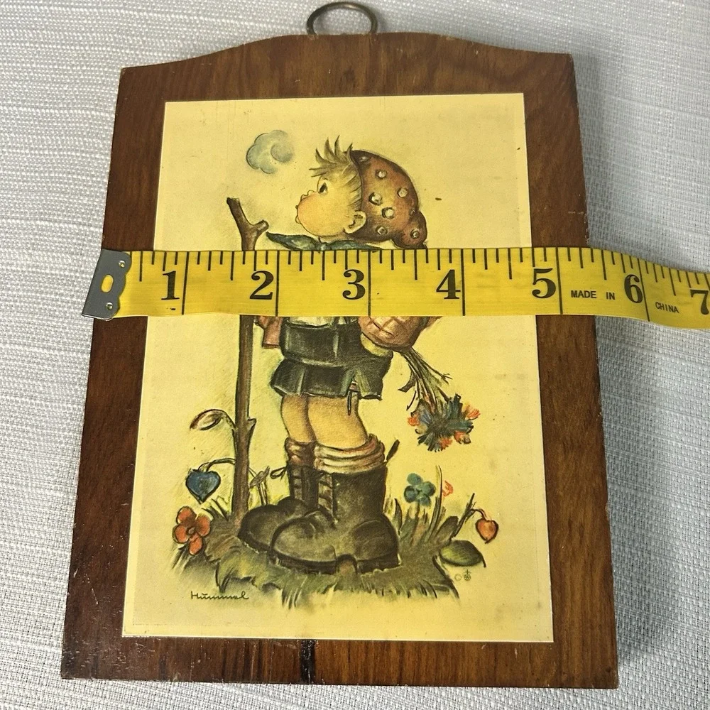 (3) Vintage Hummel Childlike Wall‎ Art Plaques On Wood Pre Owned 5.5x7